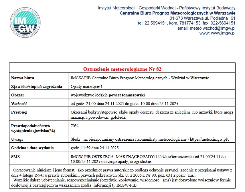 ostrzezenie meteo nr 82